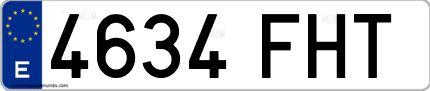 Ejemplo de matrícula de coche ordinaria 4634 FHT