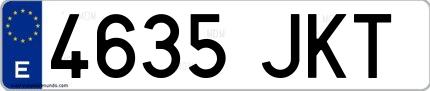 Ejemplo de matrícula española 4635 JKT