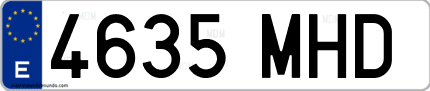 Ejemplo de matrícula de coche ordinaria 4635 MHD