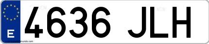 Ejemplo de matrícula española 4636 JLH