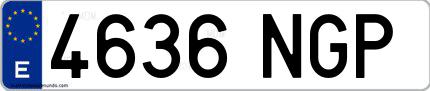 Ejemplo de matrícula española 4636 NGP