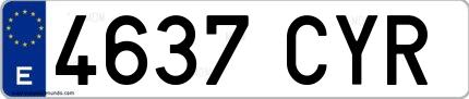 Ejemplo de matrícula española 4637 CYR