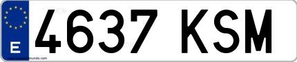 Ejemplo de matrícula española 4637 KSM