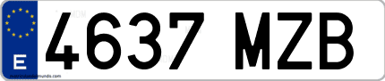 Ejemplo de matrícula de coche ordinaria 4637 MZB