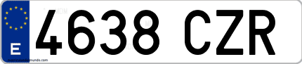 Ejemplo de matrícula de coche ordinaria 4638 CZR