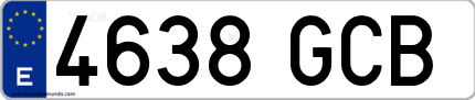 Ejemplo de matrícula de coche ordinaria 4638 GCB