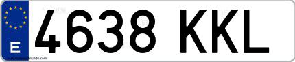 Ejemplo de matrícula española 4638 KKL