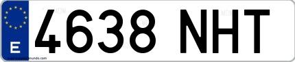 Ejemplo de matrícula española 4638 NHT
