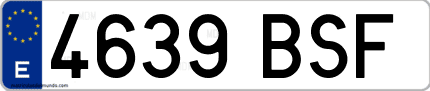 Ejemplo de matrícula de coche ordinaria 4639 BSF