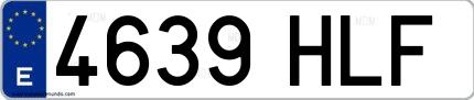 Ejemplo de matrícula española 4639 HLF