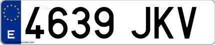 Ejemplo de matrícula española 4639 JKV
