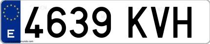Ejemplo de matrícula española 4639 KVH