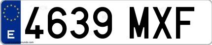 Ejemplo de matrícula española 4639 MXF