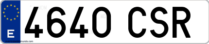 Ejemplo de matrícula de coche ordinaria 4640 CSR