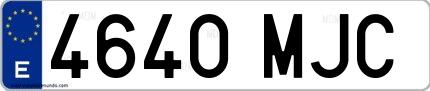 Ejemplo de matrícula española 4640 MJC