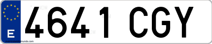 Ejemplo de matrícula de coche ordinaria 4641 CGY