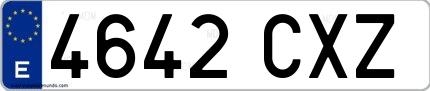Ejemplo de matrícula española 4642 CXZ