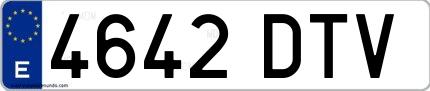 Ejemplo de matrícula española 4642 DTV