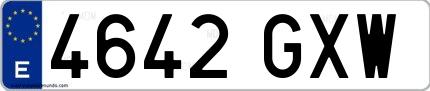 Ejemplo de matrícula española 4642 GXW