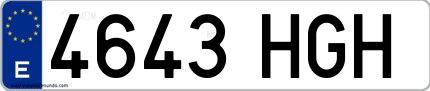 Ejemplo de matrícula española 4643 HGH
