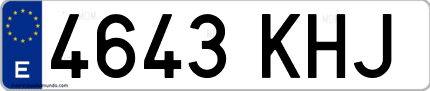 Ejemplo de matrícula de coche ordinaria 4643 KHJ