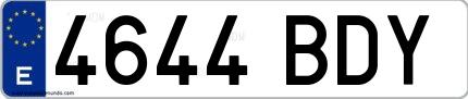 Ejemplo de matrícula española 4644 BDY