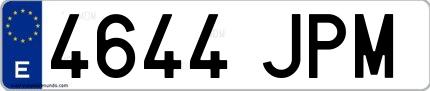 Ejemplo de matrícula española 4644 JPM