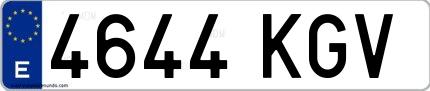 Ejemplo de matrícula española 4644 KGV