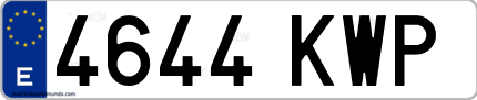 Ejemplo de matrícula de coche ordinaria 4644 KWP
