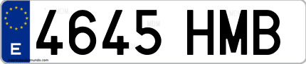Ejemplo de matrícula de coche ordinaria 4645 HMB