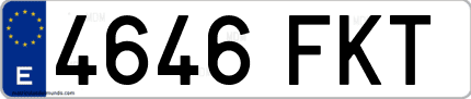 Ejemplo de matrícula de coche ordinaria 4646 FKT