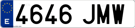 Ejemplo de matrícula de coche ordinaria 4646 JMW