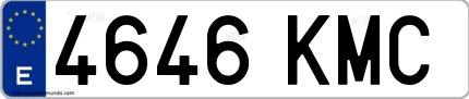Ejemplo de matrícula española 4646 KMC