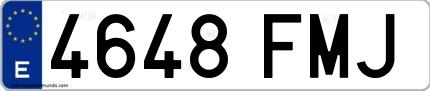 Ejemplo de matrícula española 4648 FMJ
