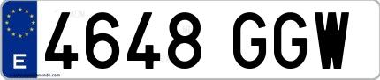 Ejemplo de matrícula española 4648 GGW