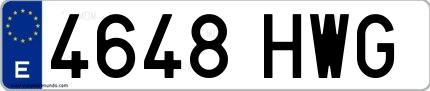 Ejemplo de matrícula española 4648 HWG