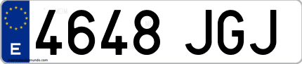 Ejemplo de matrícula de coche ordinaria 4648 JGJ