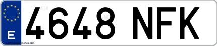 Ejemplo de matrícula española 4648 NFK