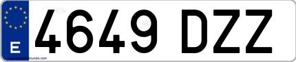 Ejemplo de matrícula española 4649 DZZ