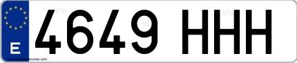 Ejemplo de matrícula española 4649 HHH