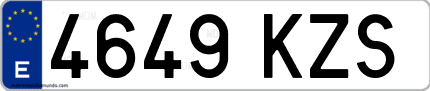 Ejemplo de matrícula de coche ordinaria 4649 KZS