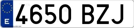 Ejemplo de matrícula española 4650 BZJ