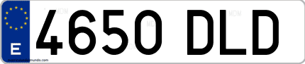 Ejemplo de matrícula de coche ordinaria 4650 DLD