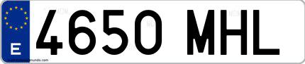Ejemplo de matrícula española 4650 MHL