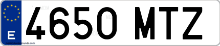 Ejemplo de matrícula de coche ordinaria 4650 MTZ