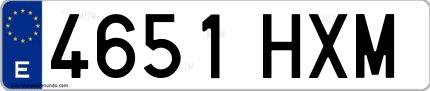 Ejemplo de matrícula española 4651 HXM