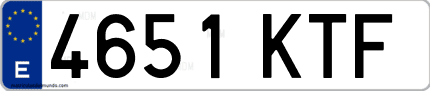 Ejemplo de matrícula de coche ordinaria 4651 KTF