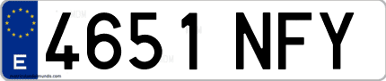 Ejemplo de matrícula de coche ordinaria 4651 NFY