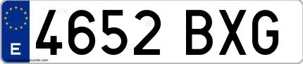 Ejemplo de matrícula española 4652 BXG