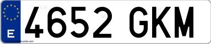 Ejemplo de matrícula española 4652 GKM